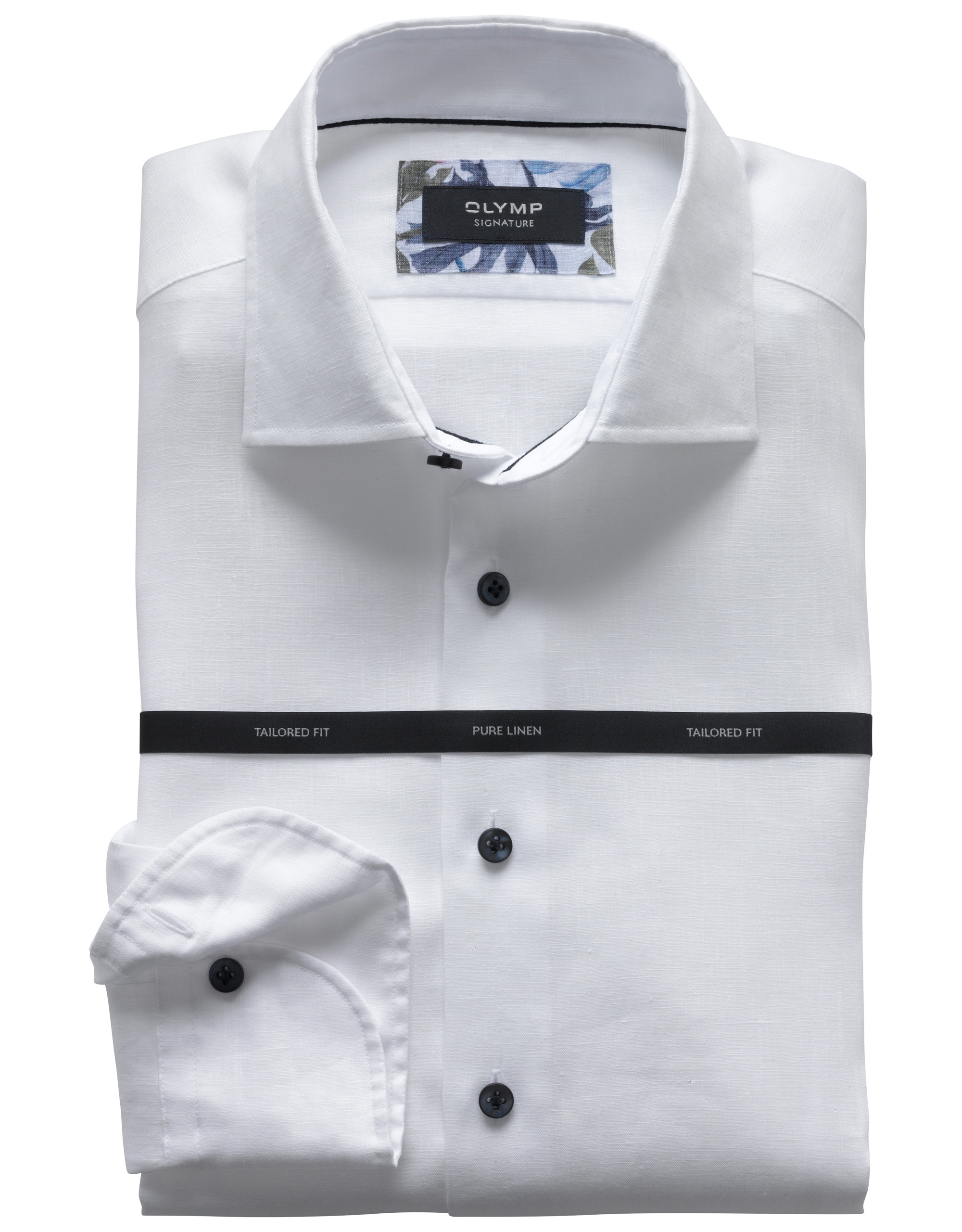 OLYMP SIGNATURE  Tailored Fit, Linnen Overhemd, SIGNATURE Kent, Wit