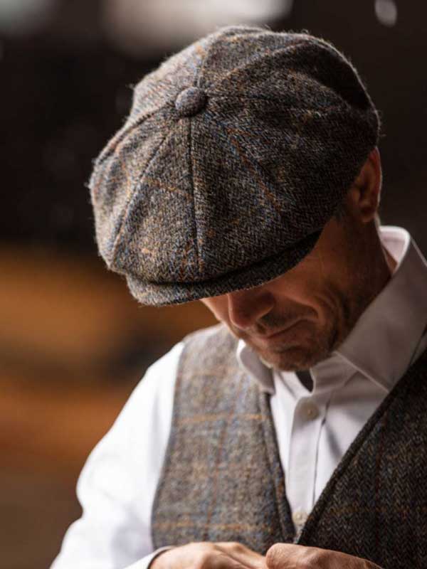 Bakerboy_Cap_Harris_Tweed_Clinton_Brown