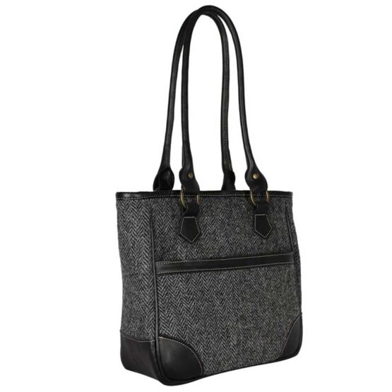 Harris Tweed  Shire Long Handled Bag Charcoal Herringbone – Bild 2
