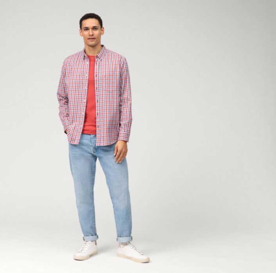 Casual  Freizeithemd, Regular Fit, Button-Down, Rot – Bild 3
