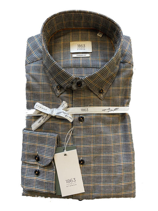 Flannel Shirt, Check with Mustard