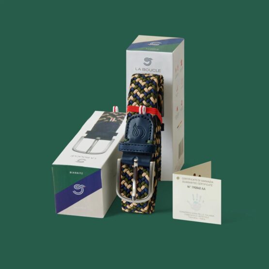 Le Boucle Gürtel Biarritz Trio Navy Blue Green Beige – Bild 2