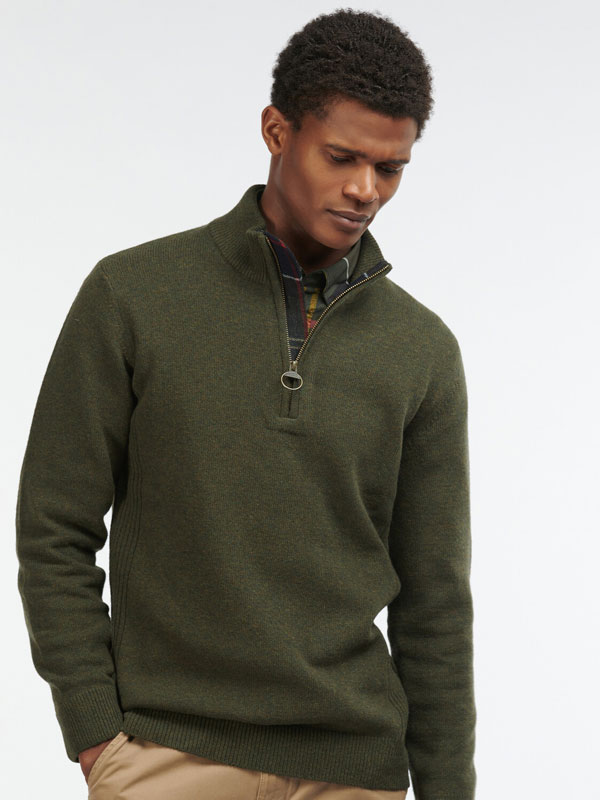 Barbour_Holden_Half_Zip_Knitted_Jumper_Olive_Marl