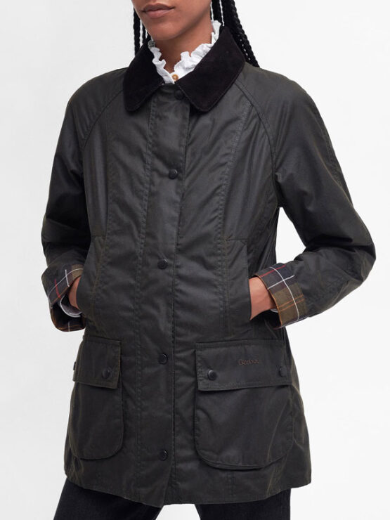 Barbour Classic Beadnell Wachs Jacke Olive – Bild 5