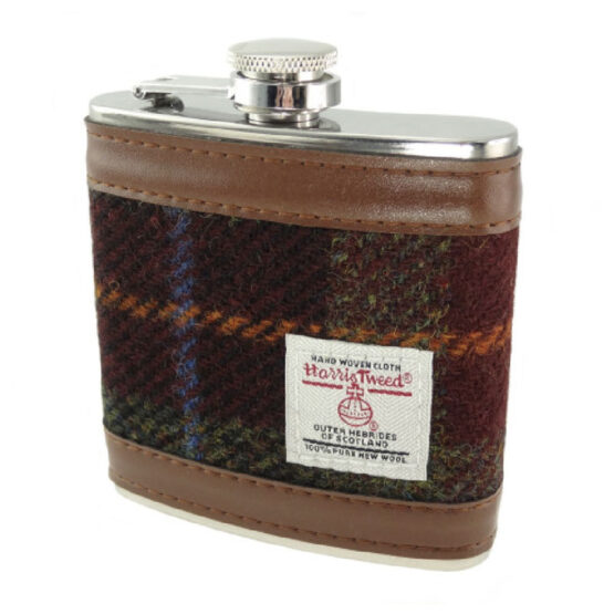 Harris Tweed Flachmann, 170 ml, Rostkariert