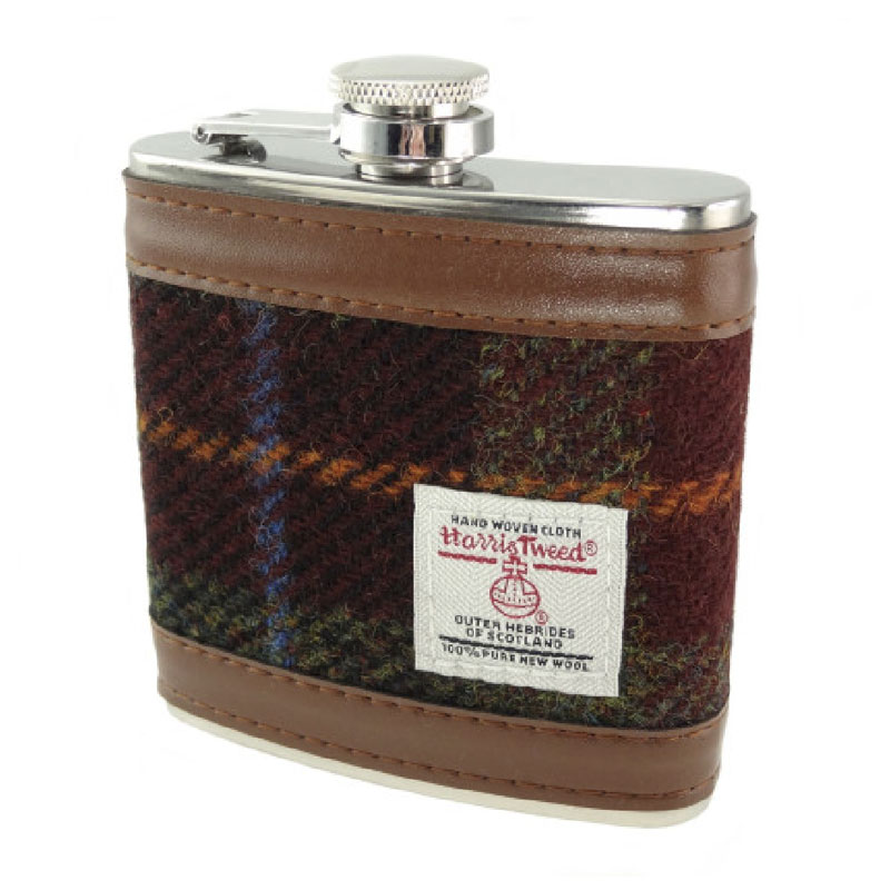 Harris_Tweed_6oz_Hip_Flask_Rust_Check