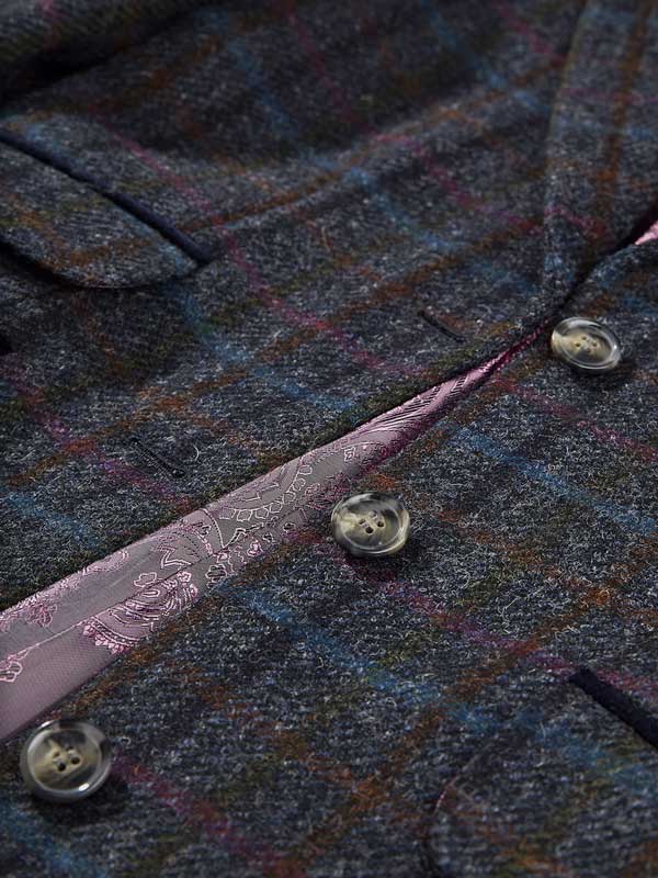 Harris Tweed Damenmantel, Tori 3/4 Mantel, Marineblau, Multi Check – Bild 5