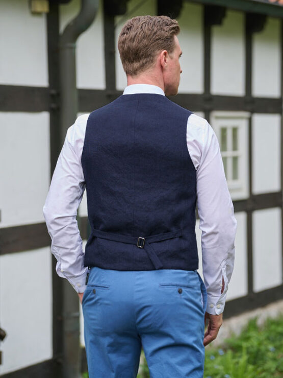 Leinenweste mit Revers Navy – Bild 2
