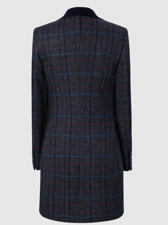 Harris Tweed Damenmantel, Tori 3/4 Mantel, Marineblau, Multi Check – Bild 4