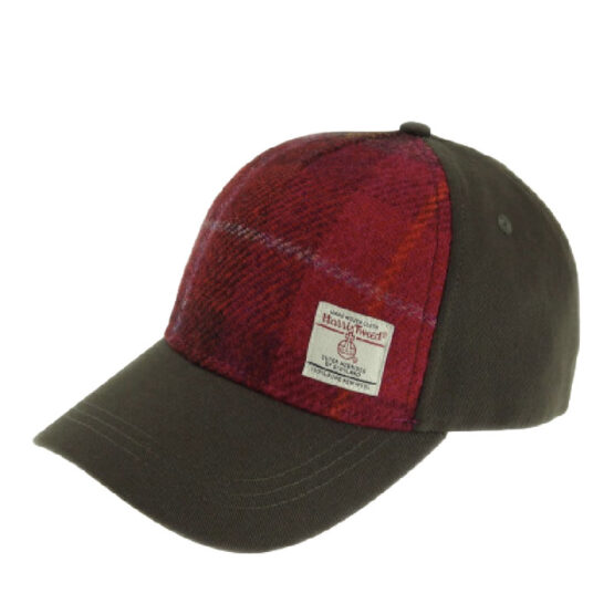 Baseballkappe mit Harris Tweed in Deep Pink Tartan