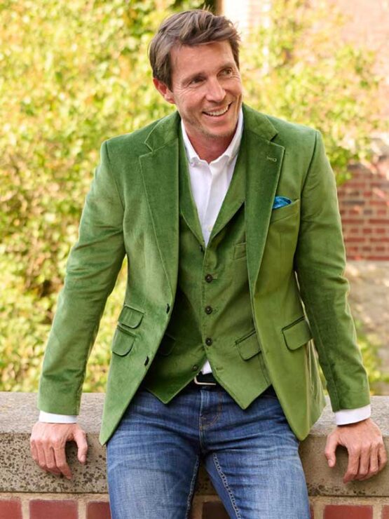 Wellington Herren Samt Sakko ''London'' In Oliv
