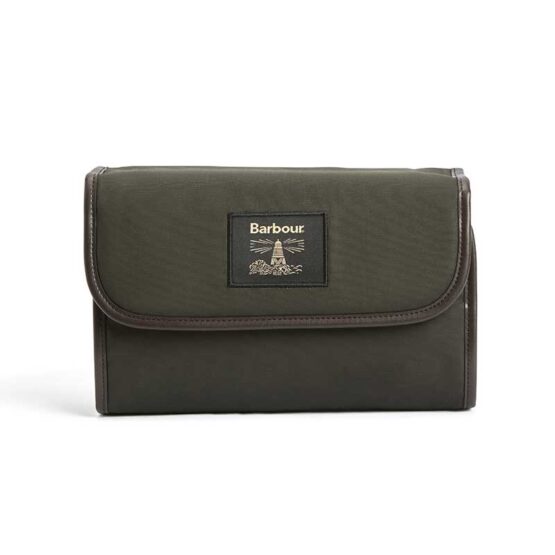 Barbour Wachs-Kulturbeutel zum Aufhängen Olive Beacon