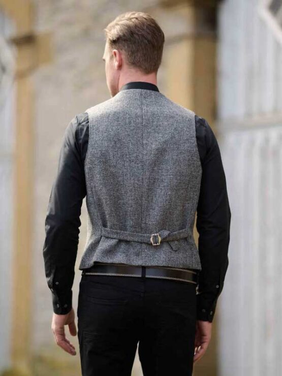 Harris Tweed Weste ''Wales'' In Anthra Melange – Bild 2