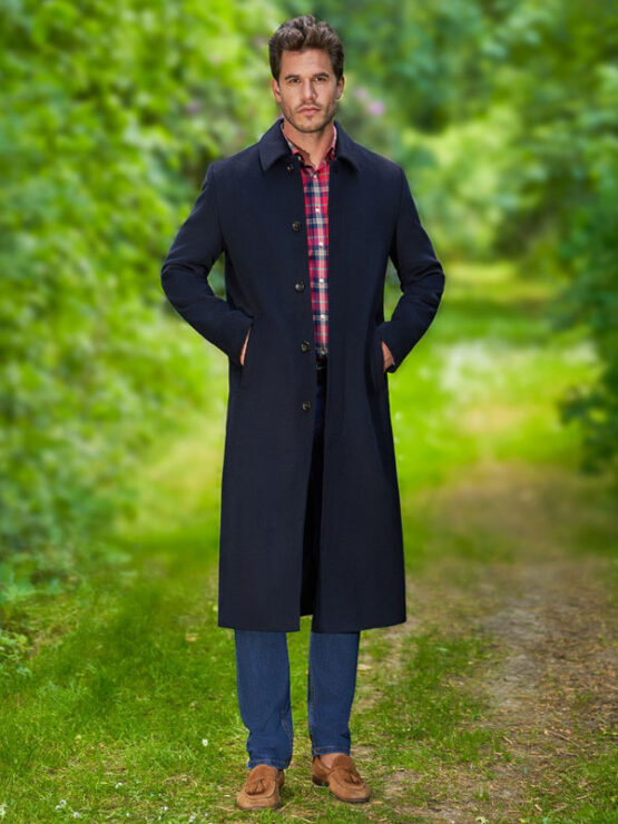 Langer Herrenmantel „Delchester“ Aus Woll-Kaschmir In Navy