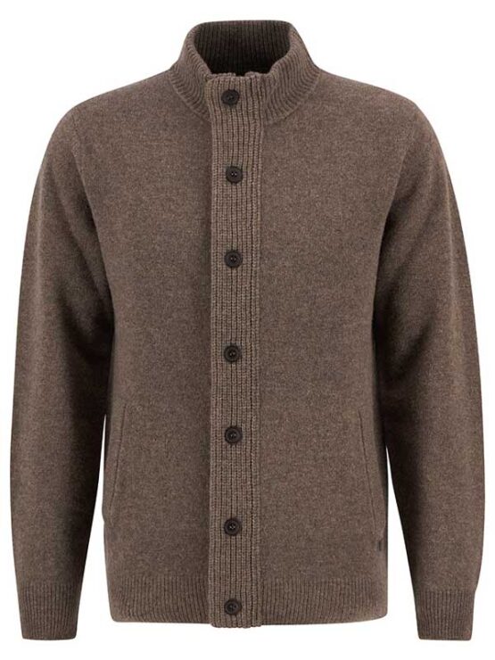 Barbour Essential Strickpullover mit durchgehendem Reißverschluss und Patch Dark stone