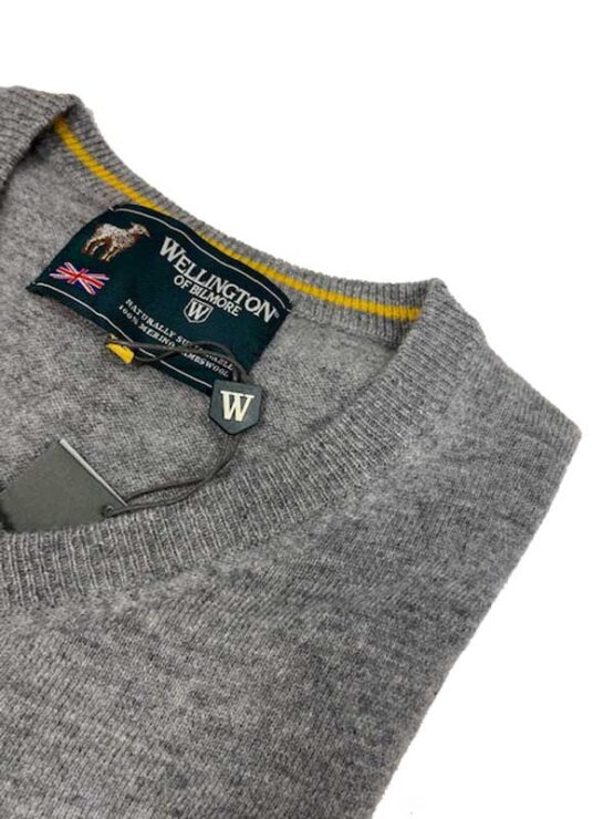 Herren Strickpullover ''Jack'' In Cloud Grey Mit Harris Tweed Applikationen – Bild 4