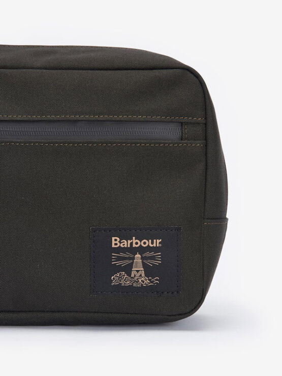 Barbour Field Kulturtasche zum Aufhängen aus Canvas in Olivgrün – Bild 2