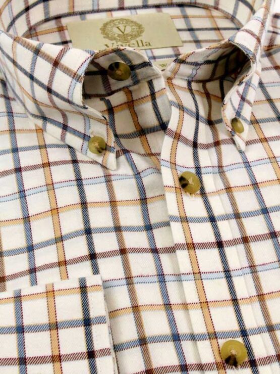Viyella Shirt Blue Brown Tattersall Check Classic Fit Mit Button-Down-Kragen – Bild 2