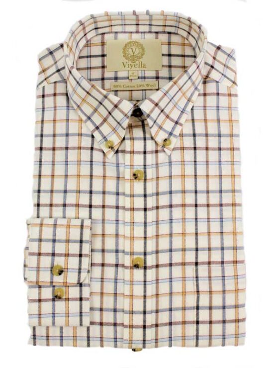 Viyella Shirt Blue Brown Tattersall Check Classic Fit Mit Button-Down-Kragen