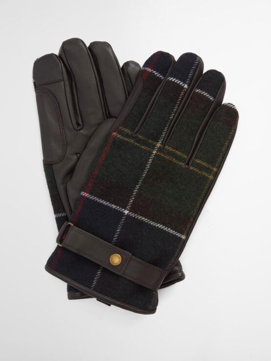 Barbour Newbrough Tartan Damenhandschuhe Oliv