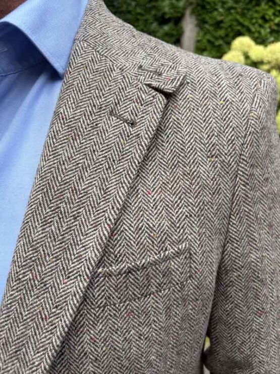 Sheppard & Jones, Tweedjacke Beige Fischgrät – Bild 4
