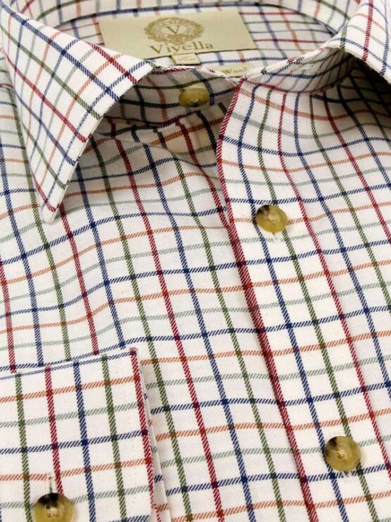 Viyella Shirt Plum & Blue Tattersall Check Classic Fit – Bild 2
