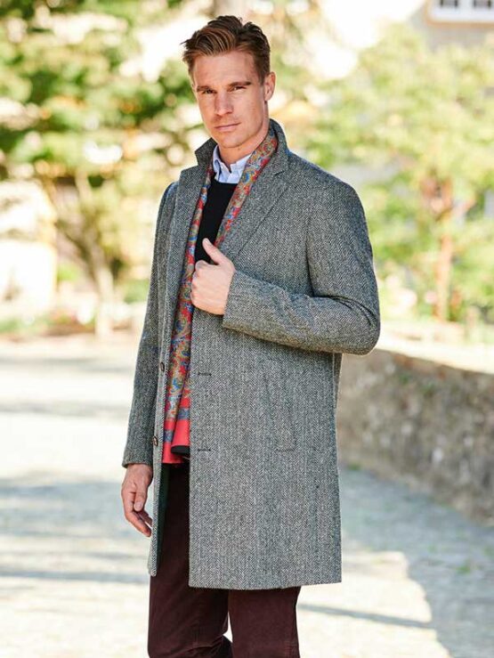 Harris Tweed Blazermantel “Barney” Für Herren In Black Herringbone – Bild 4