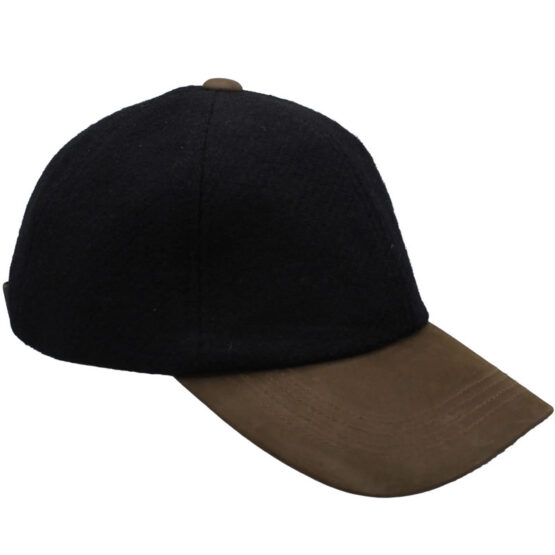 Harris Tweed Cap, schwarzer Twill