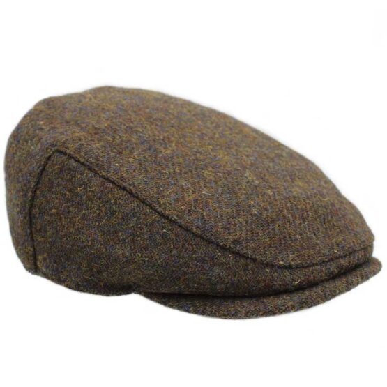 Harris Tweed Schiebermütze Braun Mix