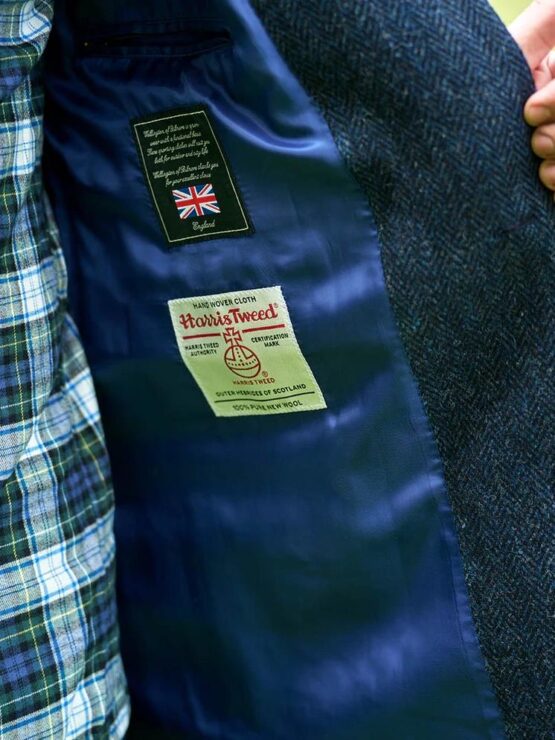 Harris Tweed Blazermantel “Barney” Für Herren In Blue Herringbone – Bild 3
