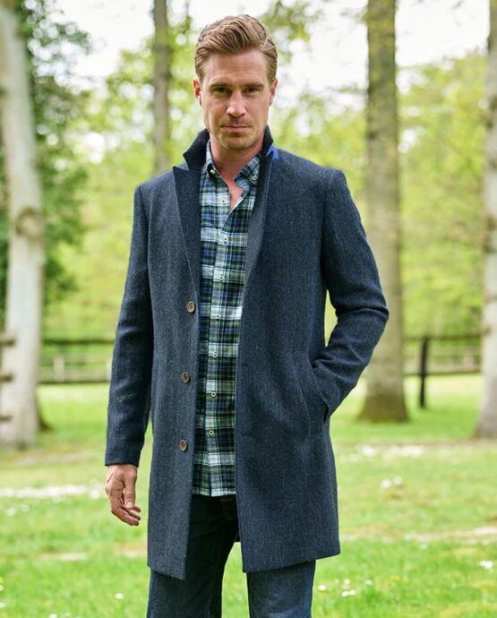 Harris Tweed Blazermantel “Barney” Für Herren In Blue Herringbone – Bild 4
