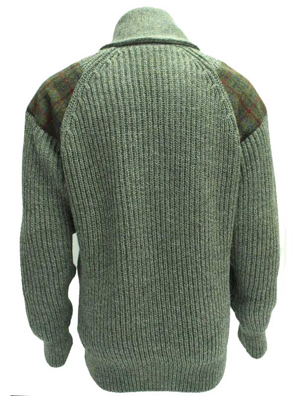 Grobstrickpullover mit Schalkragen und Harris-Tweed-Einsätzen (Derbytweed) – Bild 3