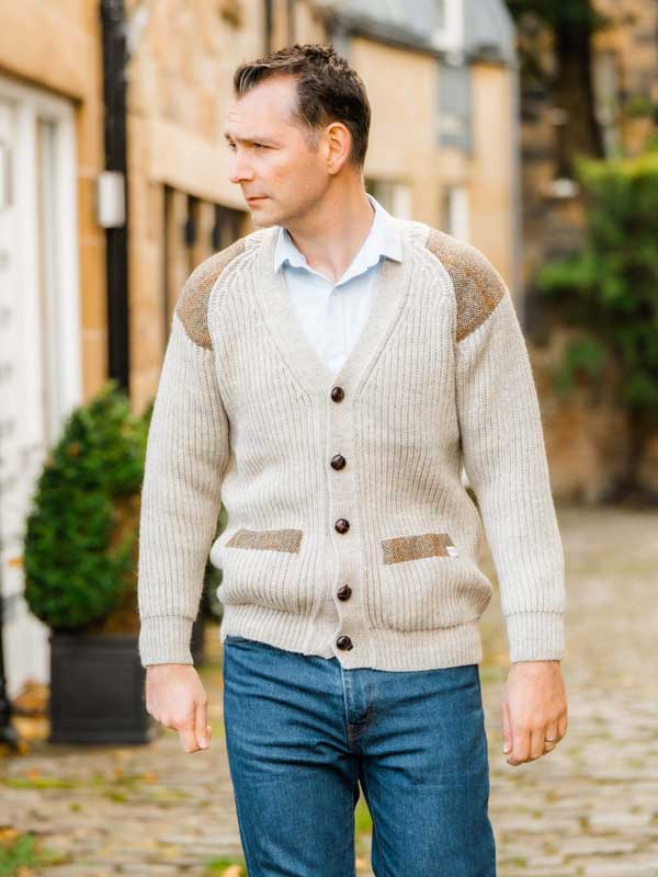 Chunky_Knit_Traditional_Cardigan_With_Harris_Tweed_Patches_Light_Grey_Welsh