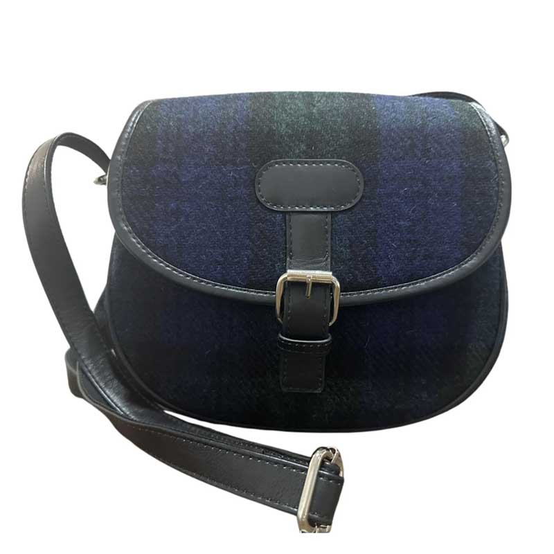 Harris_Tweed_Rowan_Saddle_Bag_Black_Watch