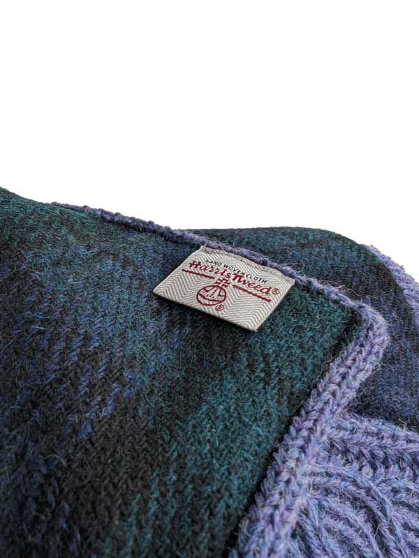 Shetland-Strickjacke mit durchgehendem Reißverschluss, Schulterpatches aus Harris Tweed und Denim – Bild 4