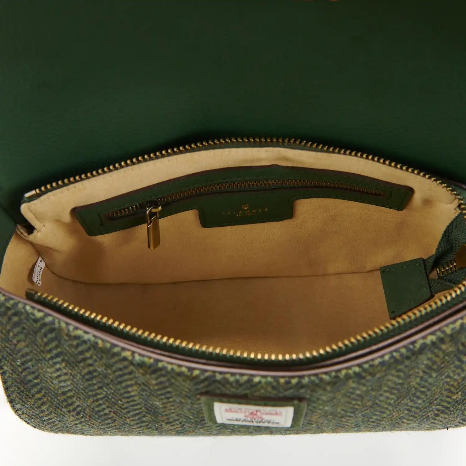 Harris Tweed Clutch, The Caithness, Islander, Dunkelgrünes Fischgrätmuster – Bild 6