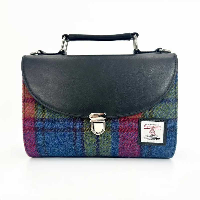 Harris_Tweed_Mini_Day_Bag_In_Blue_Pink_Check