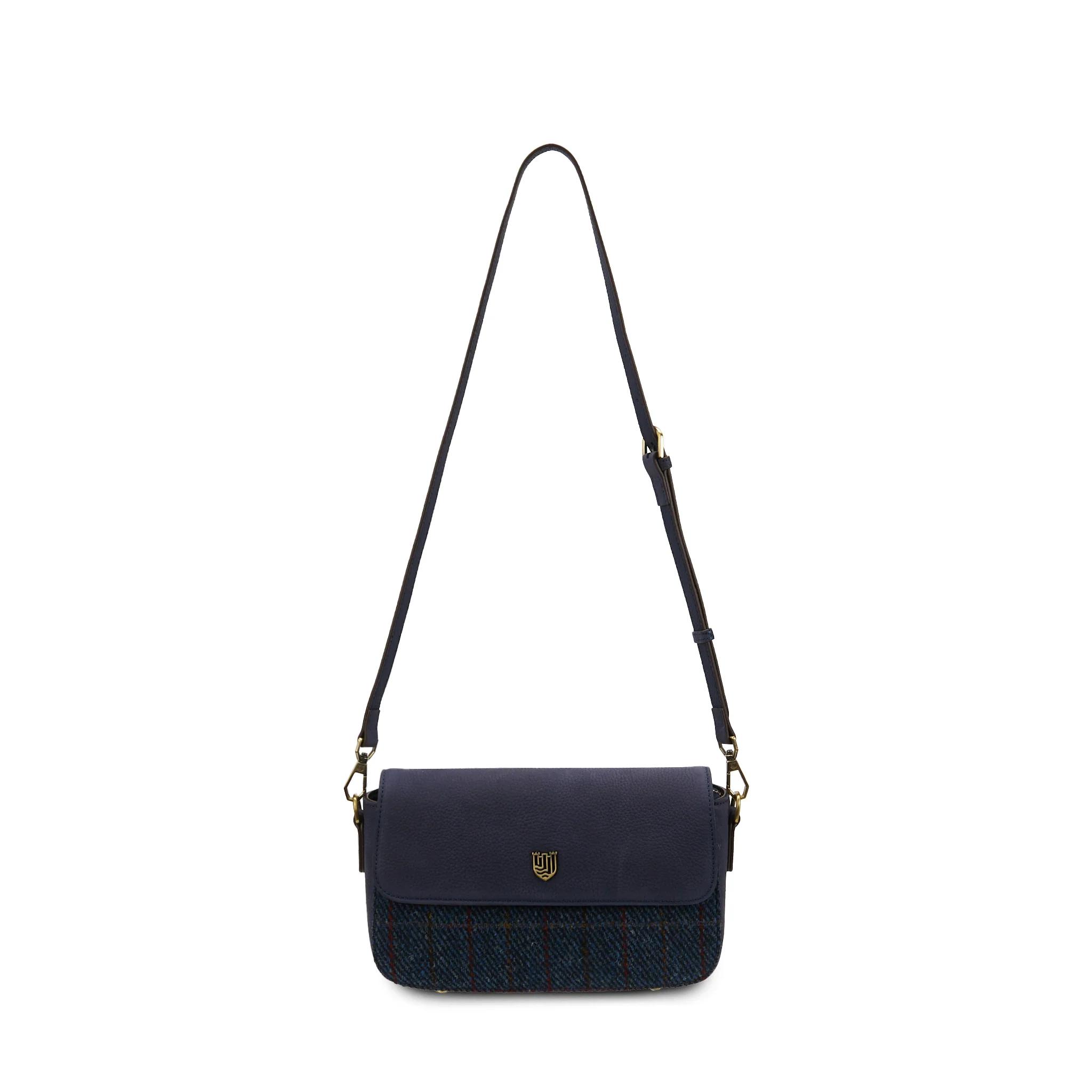 Harris Tweed Clutch, The Caithness, Islander, Navy Over-Check – Bild 3