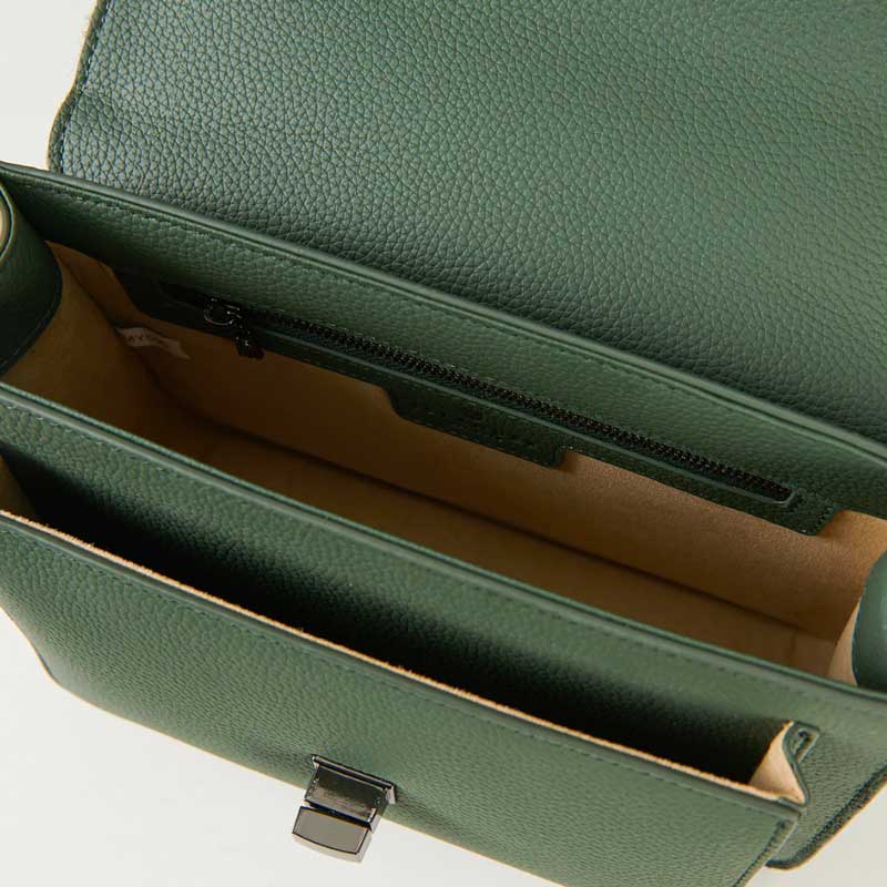 Harris Tweed Clutch, The Leather Medium Satchel, Islander, Dark Green Fischgrätmuster – Bild 6