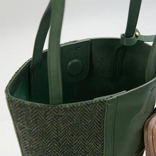 Harris Tweed Clutch, The Orlagh, Islander, Dunkelgrünes Fischgrätmuster – Bild 4