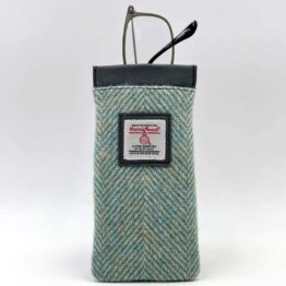 Brillenetui aus Harris Tweed in Türkis-Fischgrätmuster