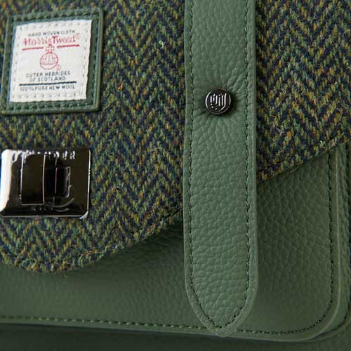 Harris Tweed Clutch, The Leather Medium Satchel, Islander, Dark Green Fischgrätmuster – Bild 4