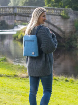 Harris Tweed Rucksack in Himmelblau