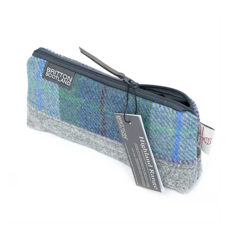Harris_Tweed_Highland_Range_Cosmetic_Bag_Blue_Green_Plaid