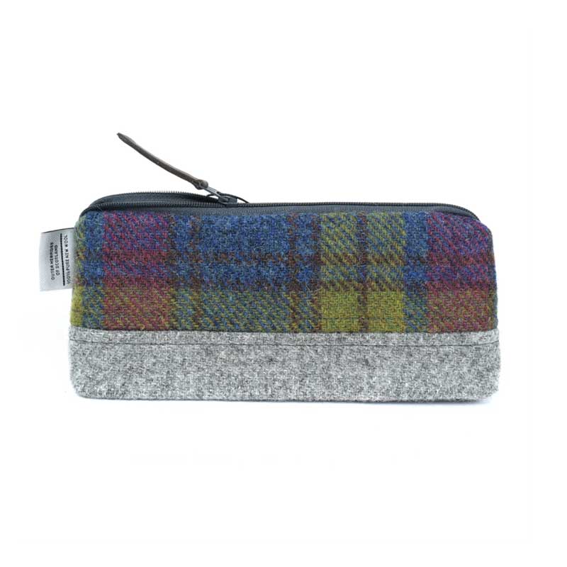 Kosmetiktasche aus Harris Tweed Highland Range, lila-kariert – Bild 3