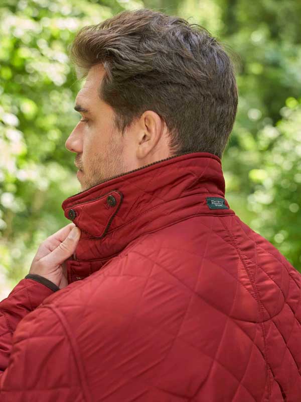 Herren Steppjacke ''Boston'' In Red Dahlia Mit Harris Tweed Applikationen – Bild 4
