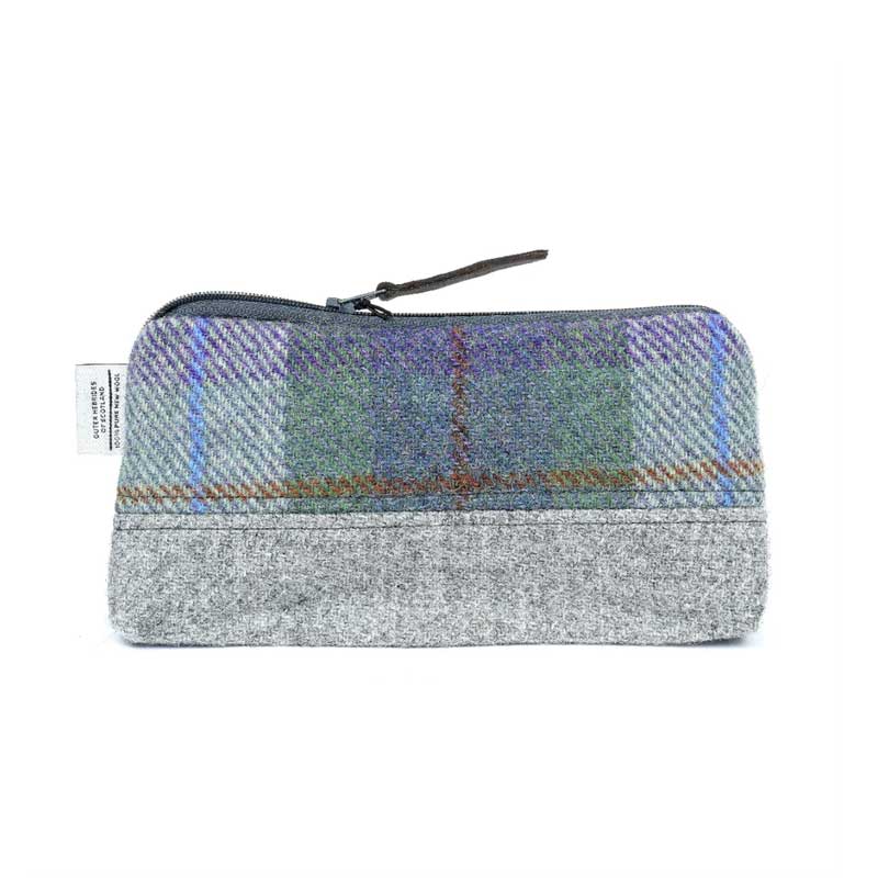 Kosmetiktasche aus Harris Tweed Highland Range, blau-grün kariert – Bild 3