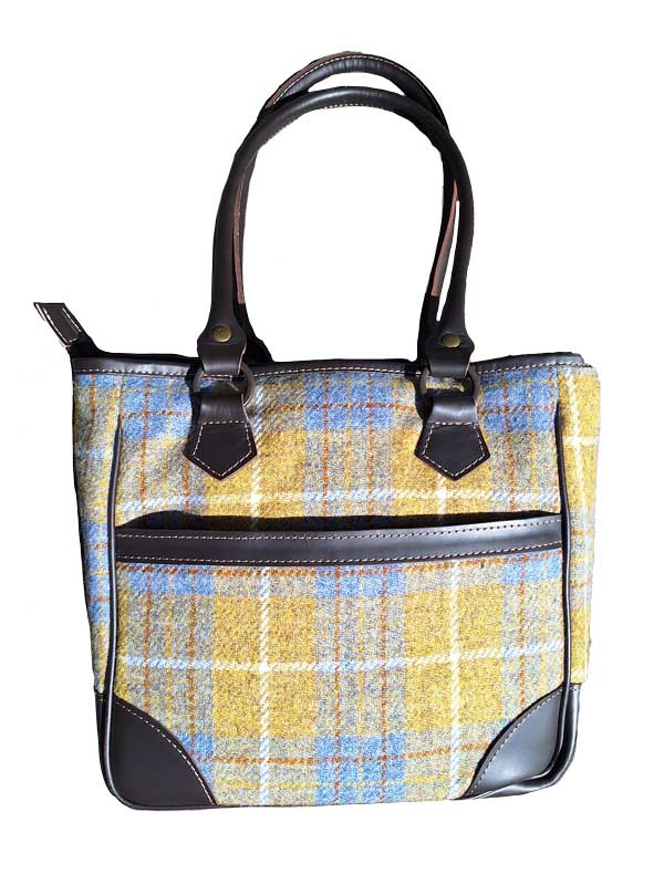 Harris Tweed Shire Henkeltasche – Gelb-Blau Kariert – Bild 2