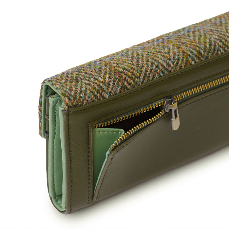 Harris Tweed Geldbörse, The Large Clasp, Kastanien-Fischgrätenmuster – Bild 3