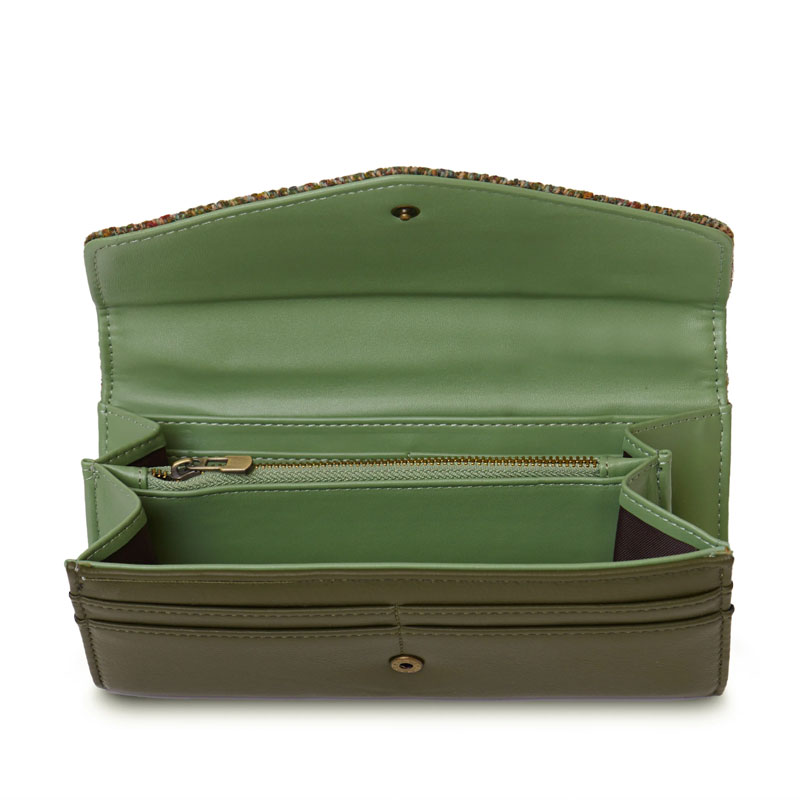 Harris Tweed Geldbörse, The Large Clasp, Kastanien-Fischgrätenmuster – Bild 4